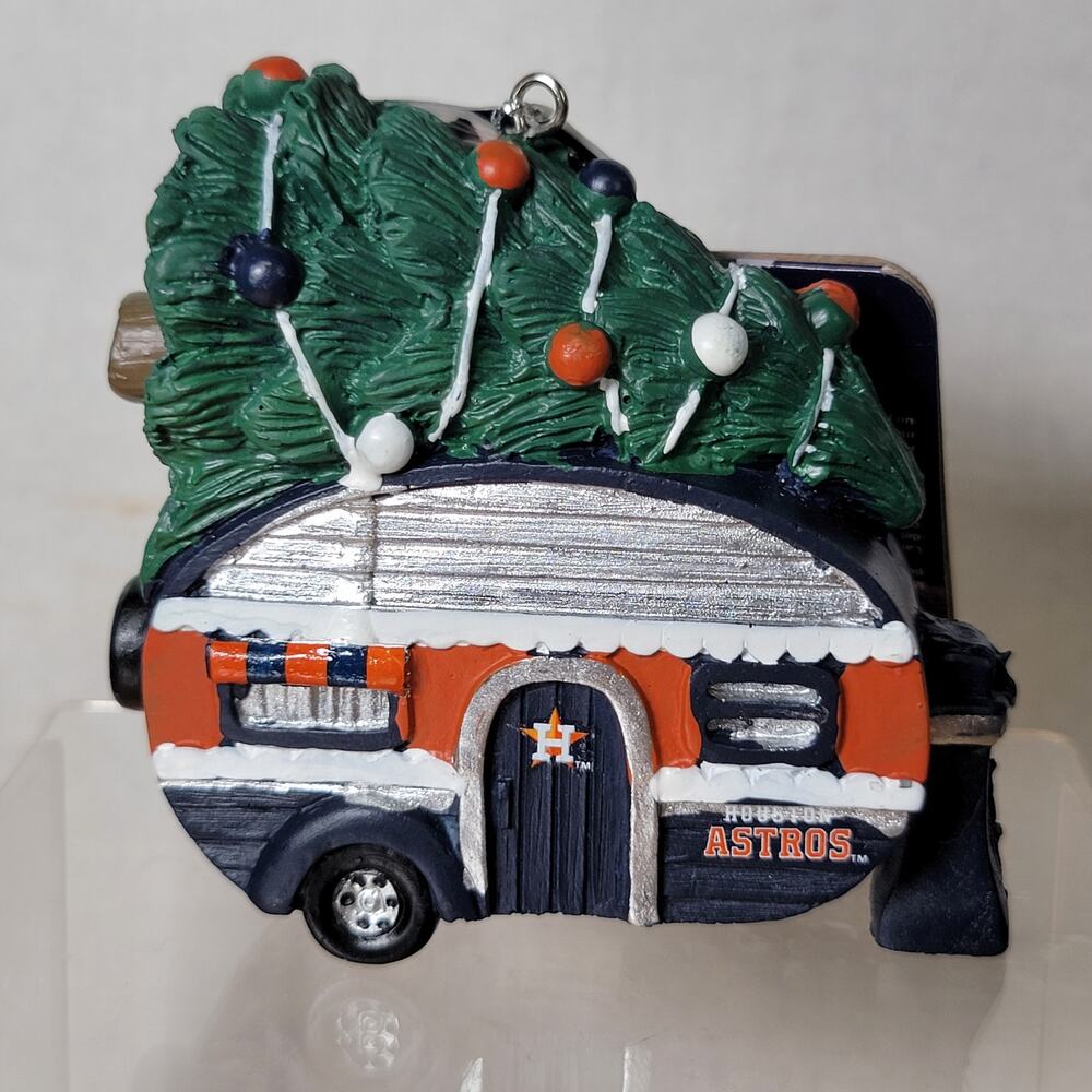 MLB Houston Astros Christmas Ornament Travel Trailer w/ Tree - NWT